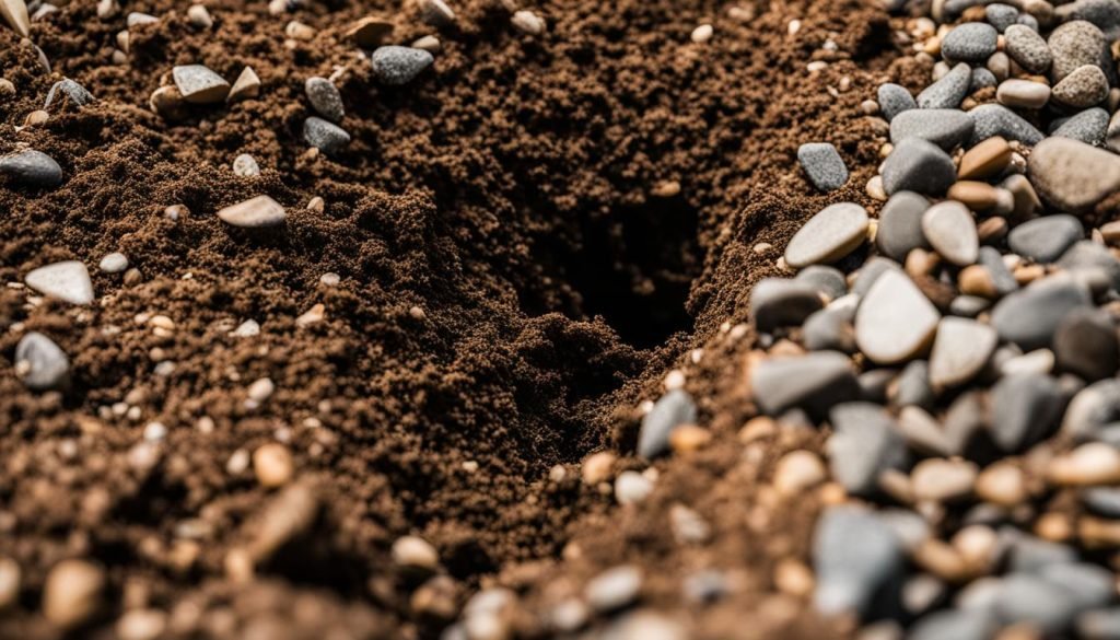 Gravel layer in fence post hole