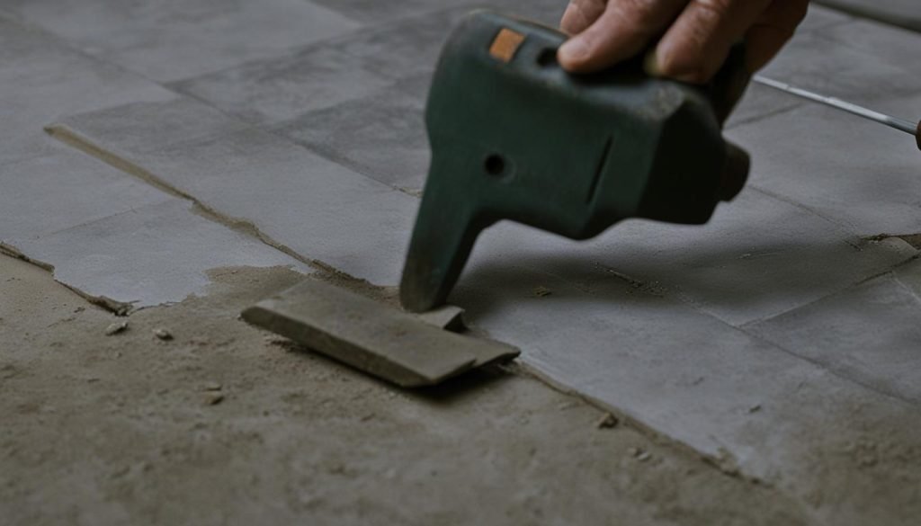 Removing ceramic tiles with a chisel