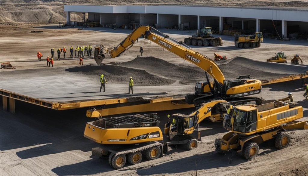 preparing for lifting and moving a concrete slab